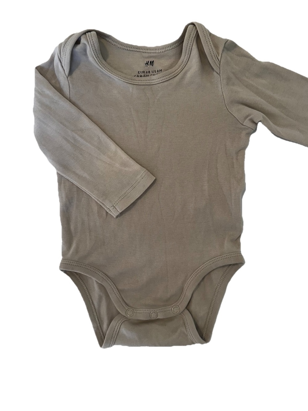 H&M Long-Sleeve Baby Bodysuit in Taupe Gray